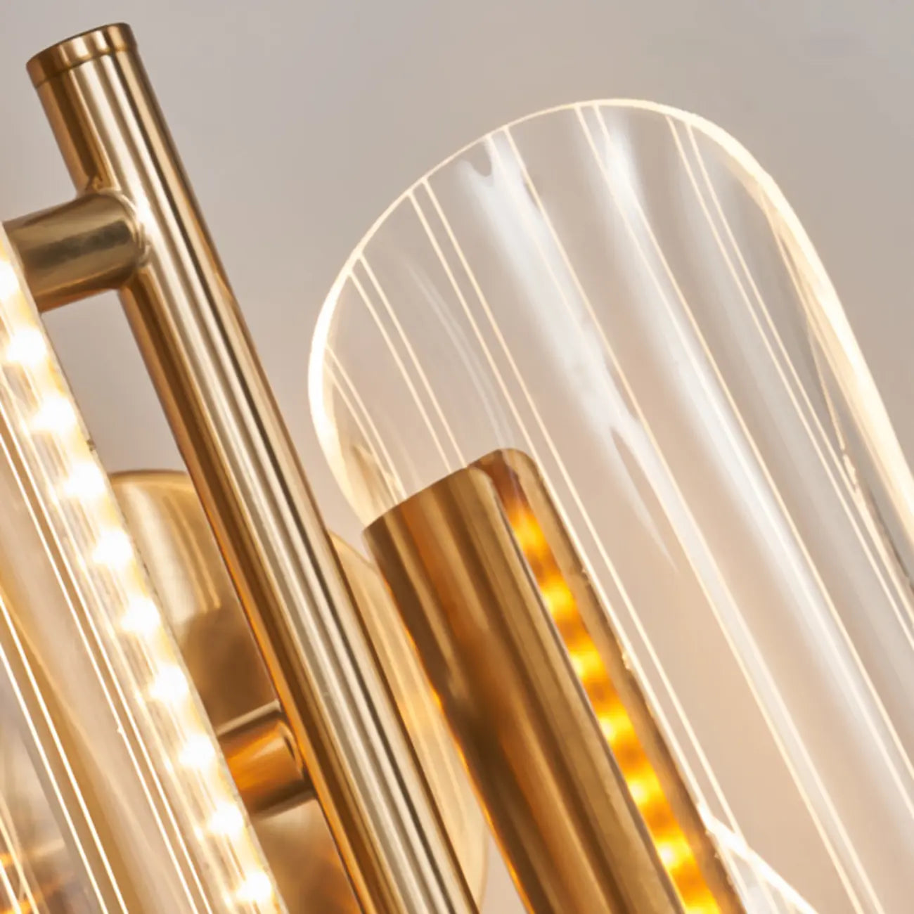 Art Deco Gold Metal and Acrylic LED Wall Sconce