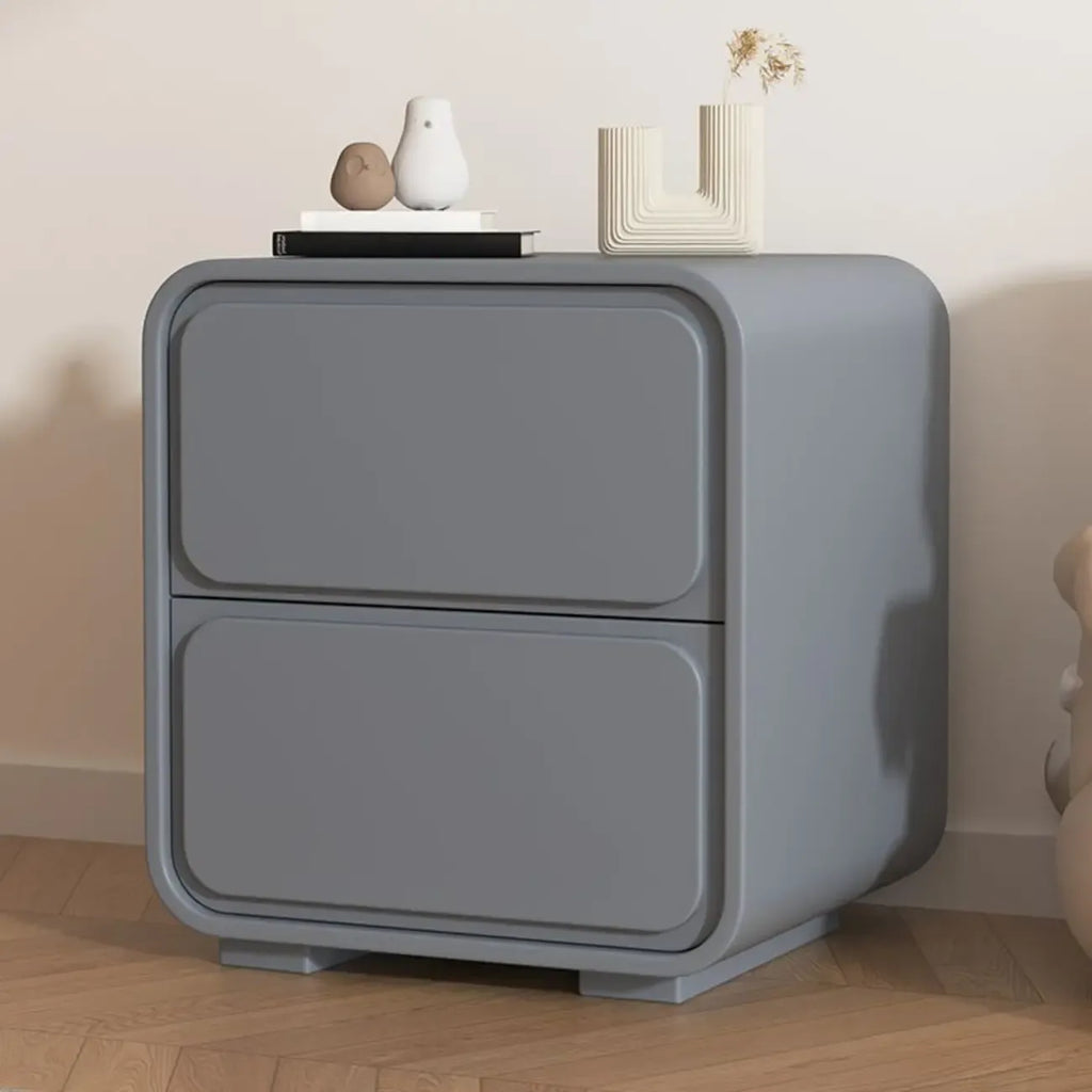 Modern Bedside Table with 2 Drawers - Beige Nightstand