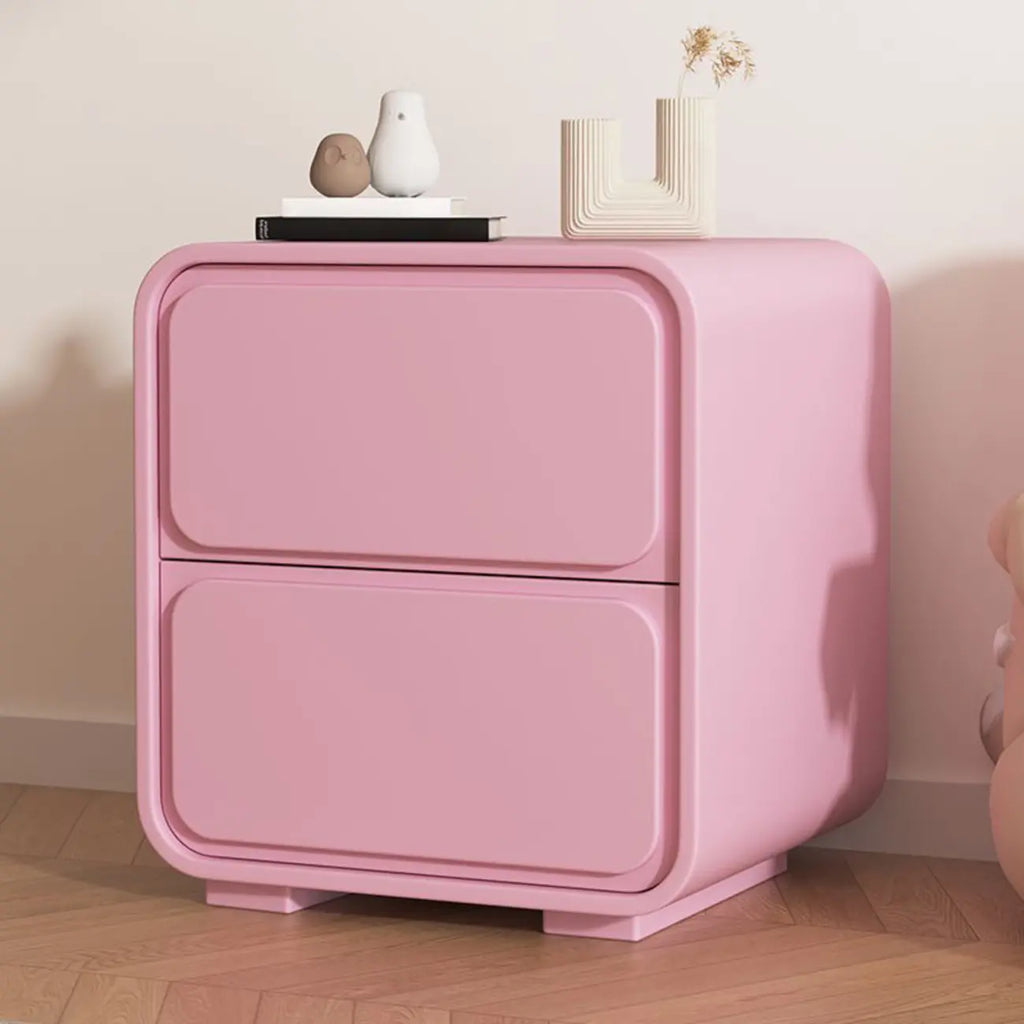 Modern Bedside Table with 2 Drawers - Beige Nightstand