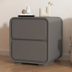 Modern Bedside Table with 2 Drawers - Beige Nightstand