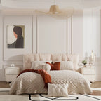 Modern Bedside Table with 2 Drawers - Beige Nightstand