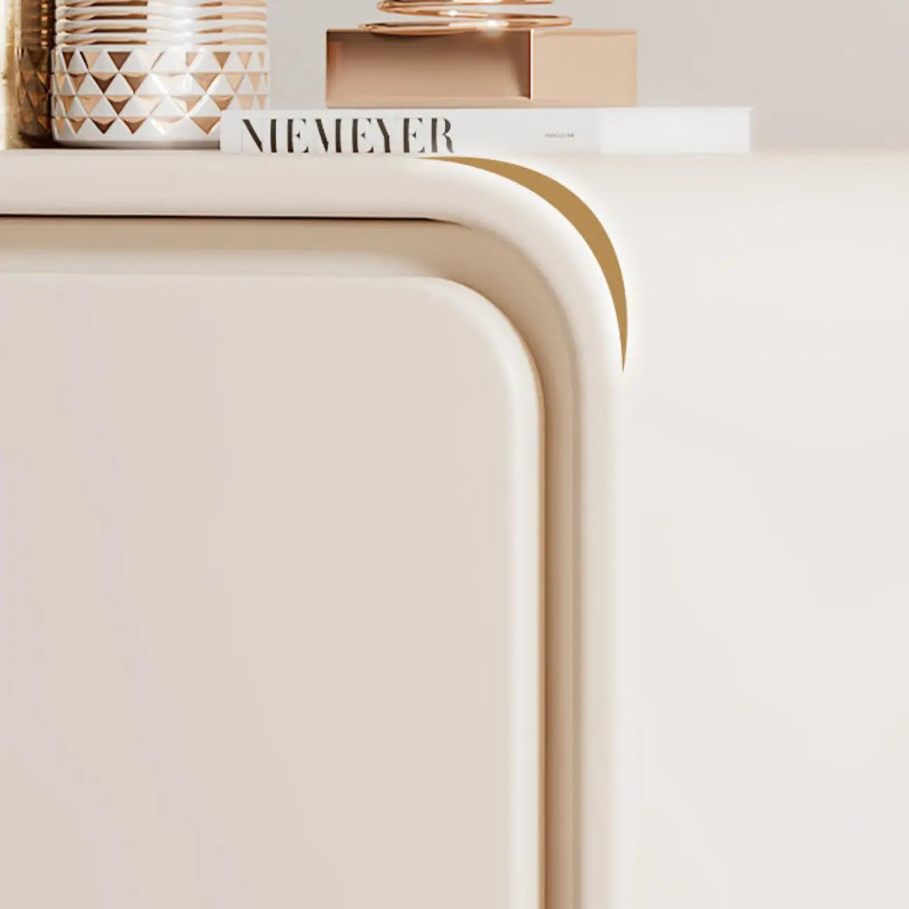 Modern Bedside Table with 2 Drawers - Beige Nightstand