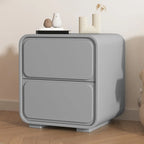 Modern Bedside Table with 2 Drawers - Beige Nightstand