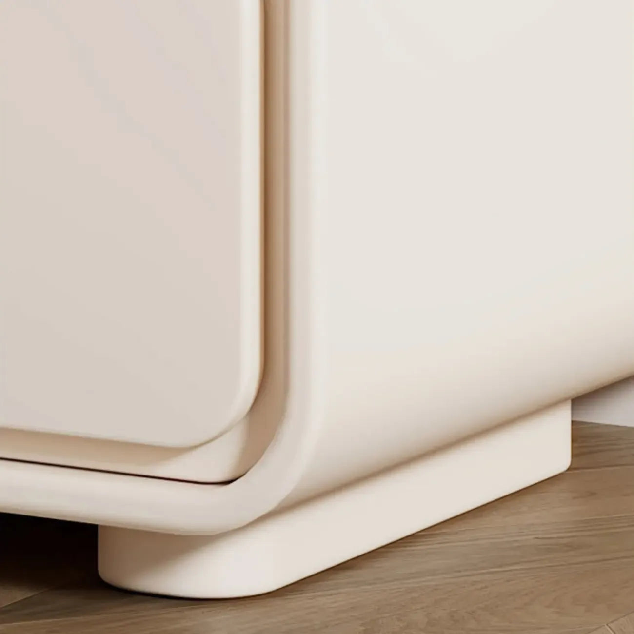 Modern Bedside Table with 2 Drawers - Beige Nightstand