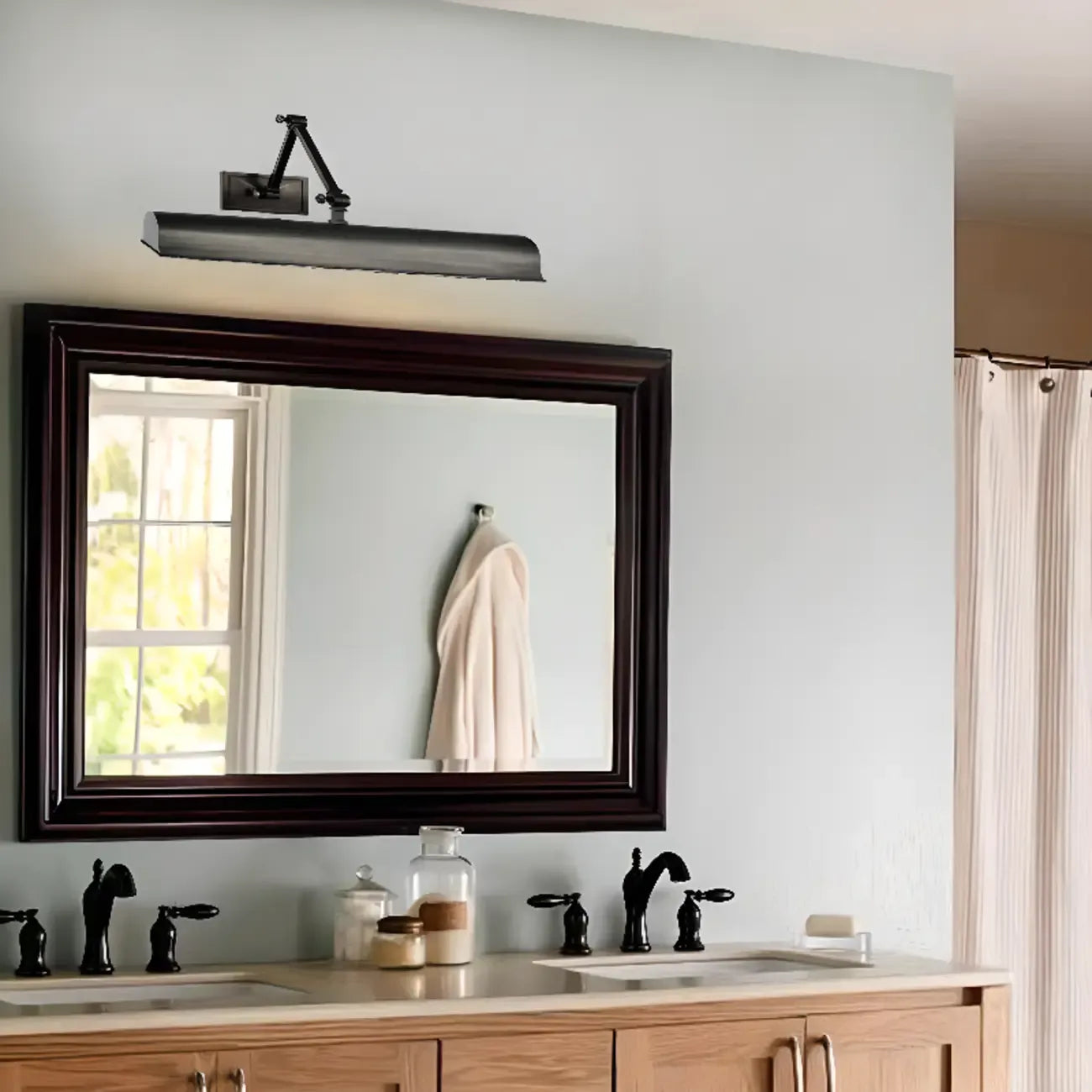 2-Light Metal Swing Arm Wall Light with Long Shade