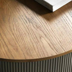 Scandinavian Wood Gray Cylinder Coffee Table with 2 Drawers