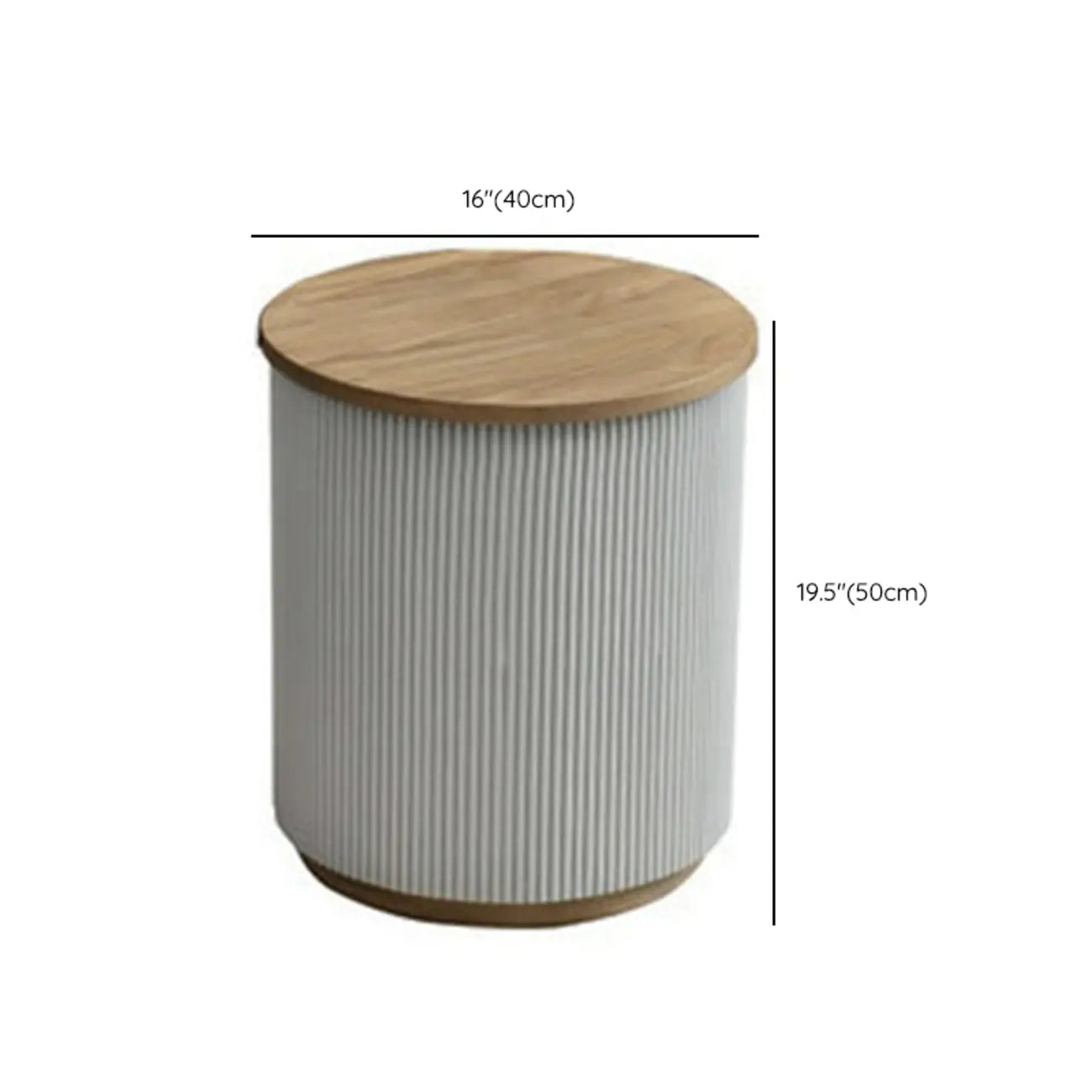 Scandinavian Wood Gray Cylinder Coffee Table with 2 Drawers