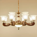 Adjustable Dining Room Gold Glass Bell Shape Up Light Chandelier
