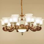 Adjustable Dining Room Gold Glass Bell Shape Up Light Chandelier
