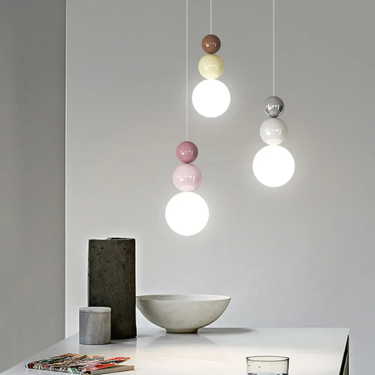 Contemporary Globe Pendant Light with Adjustable Cords for Dining