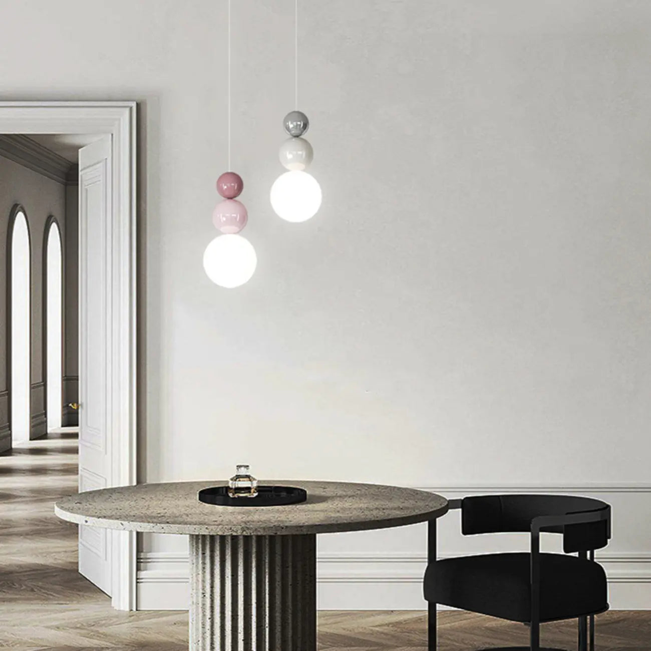 Contemporary Globe Pendant Light with Adjustable Cords for Dining