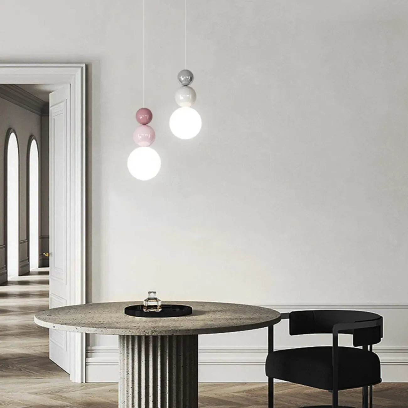 Contemporary Globe Pendant Light with Adjustable Cords for Dining