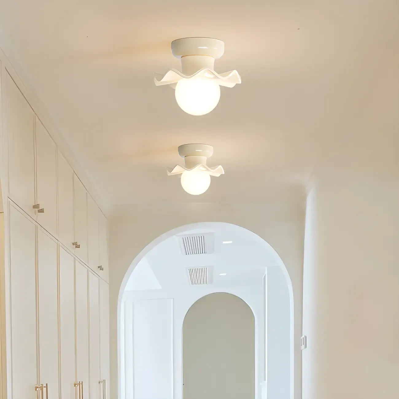 Modern 5 Inch Cream Semi Flush Ceiling Light for Hallway