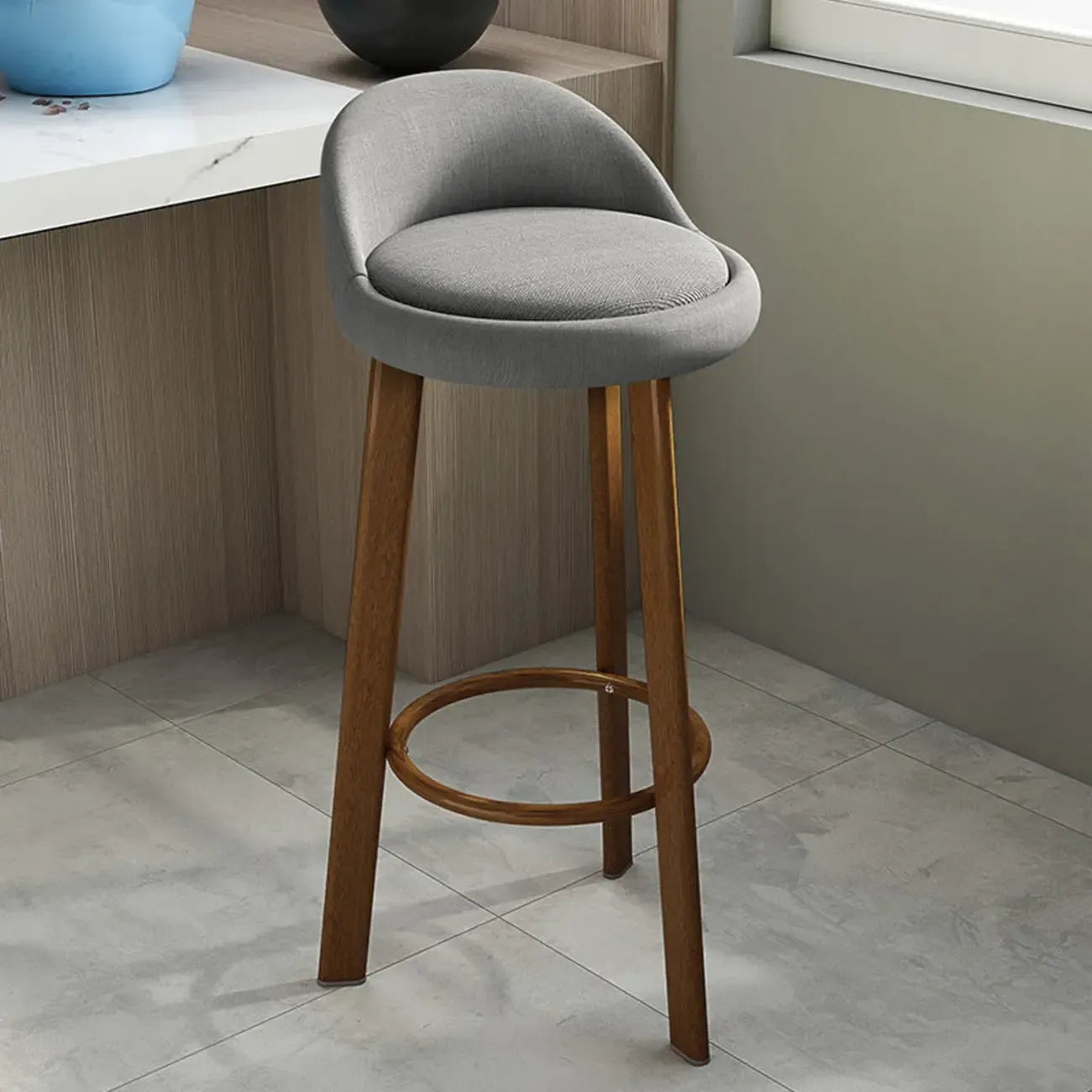 Elegant Fabric Upholstered Stylish Comfort Bar Stool