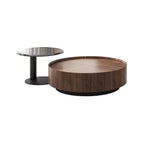 2 Drawers Round Reclaimed Wood Nesting Pallet Coffee Table