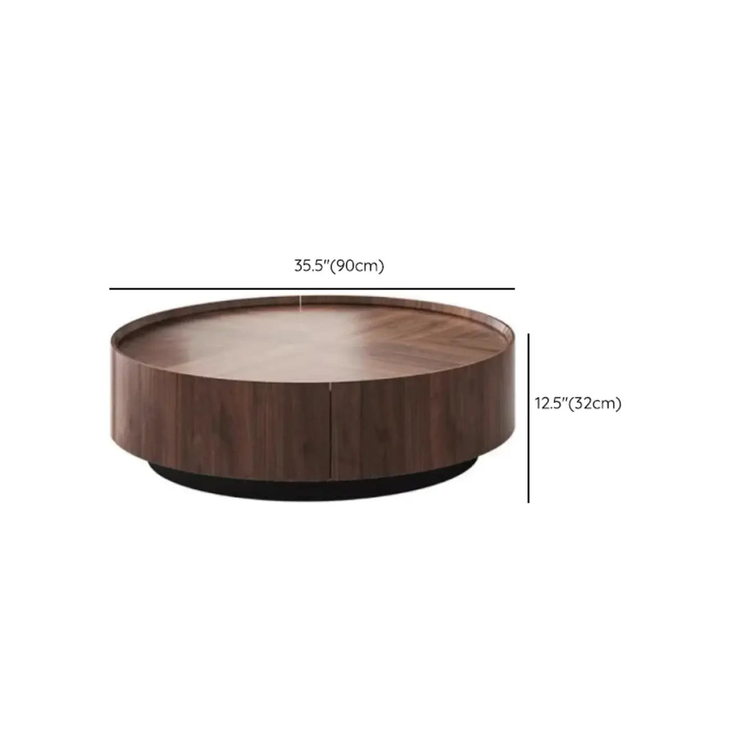 2 Drawers Round Reclaimed Wood Nesting Pallet Coffee Table