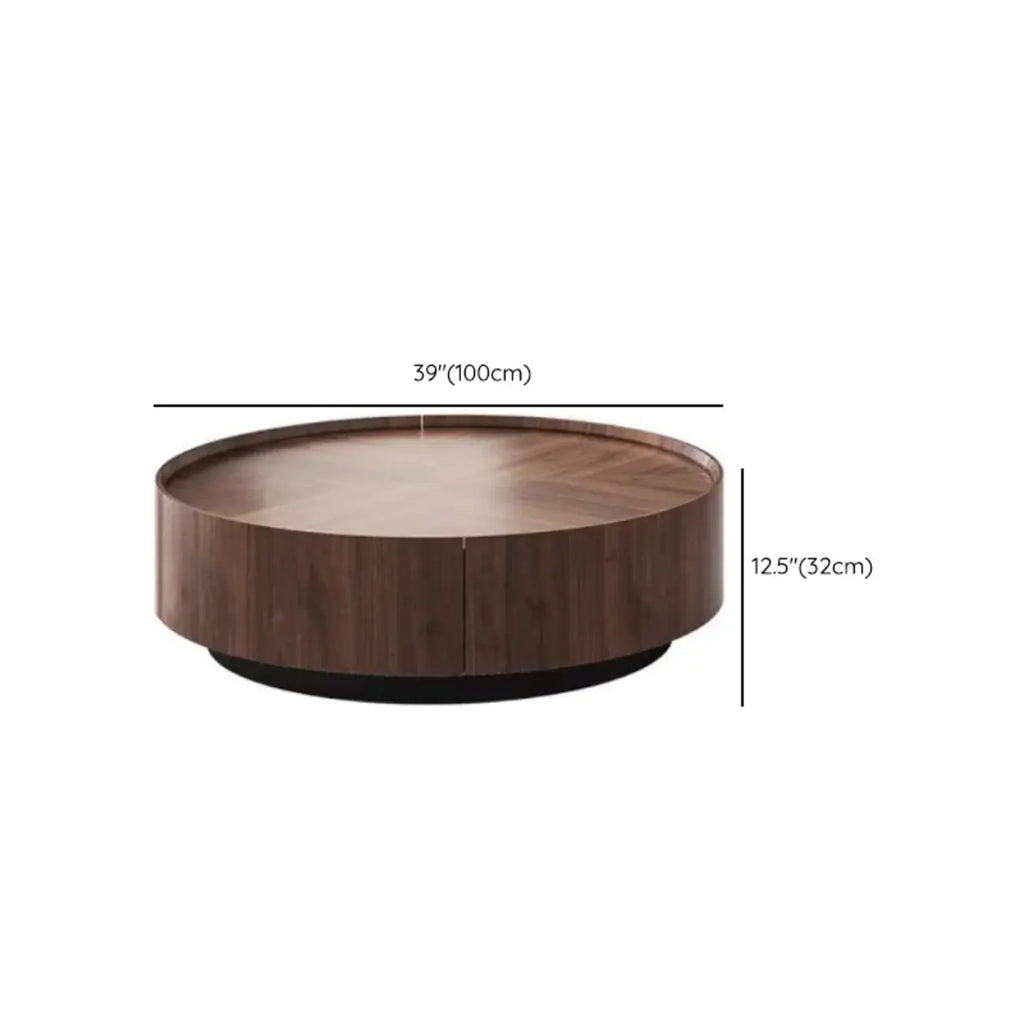 2 Drawers Round Reclaimed Wood Nesting Pallet Coffee Table
