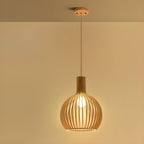 Oriental Adjustable Wood Pendant Light for Kitchen Dining