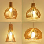 Oriental Adjustable Wood Pendant Light for Kitchen Dining