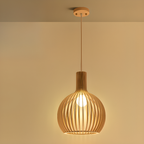 Oriental Adjustable Wood Pendant Light for Kitchen Dining
