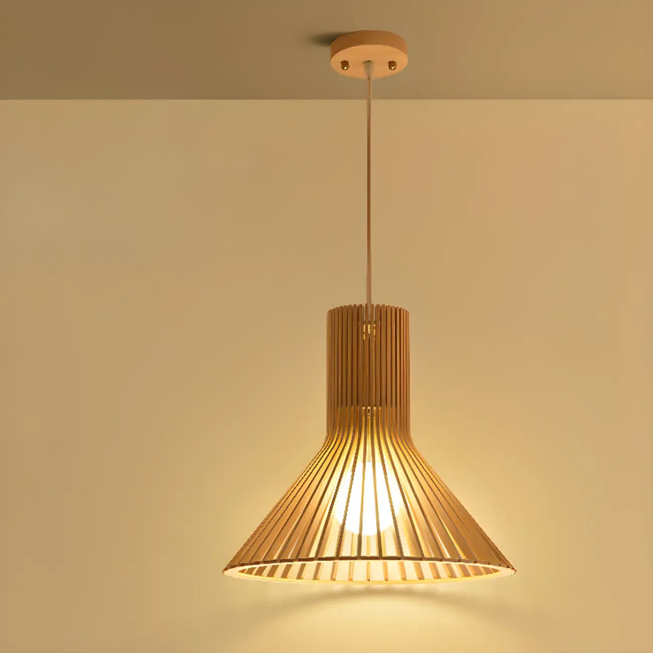 Oriental Adjustable Wood Pendant Light for Kitchen Dining