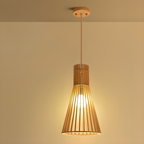 Oriental Adjustable Wood Pendant Light for Kitchen Dining