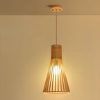 Oriental Adjustable Wood Pendant Light for Kitchen Dining