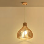 Oriental Adjustable Wood Pendant Light for Kitchen Dining