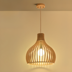 Oriental Adjustable Wood Pendant Light for Kitchen Dining