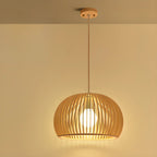 Oriental Adjustable Wood Pendant Light for Kitchen Dining