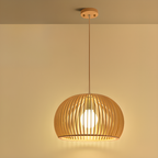 Oriental Adjustable Wood Pendant Light for Kitchen Dining