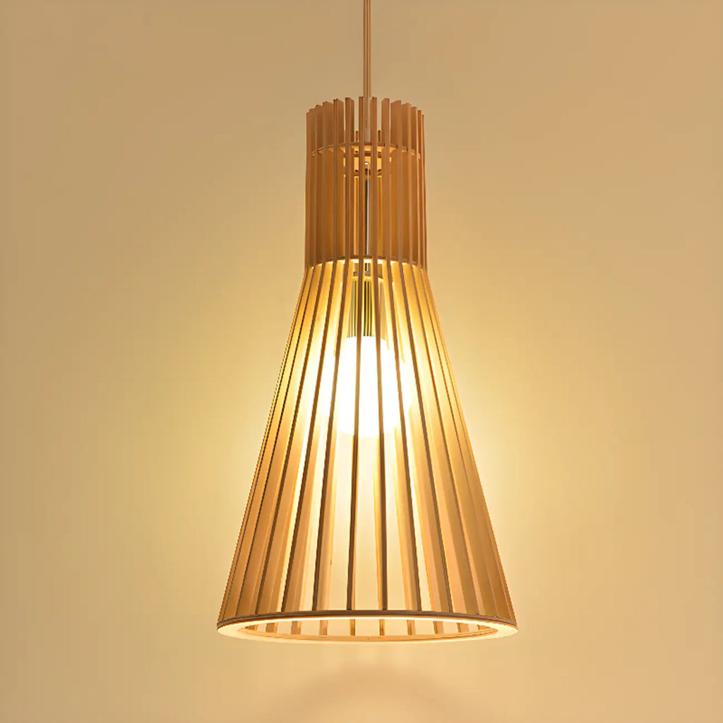 Oriental Adjustable Wood Pendant Light for Kitchen Dining