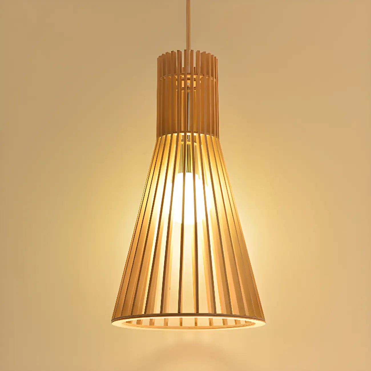 Oriental Adjustable Wood Pendant Light for Kitchen Dining