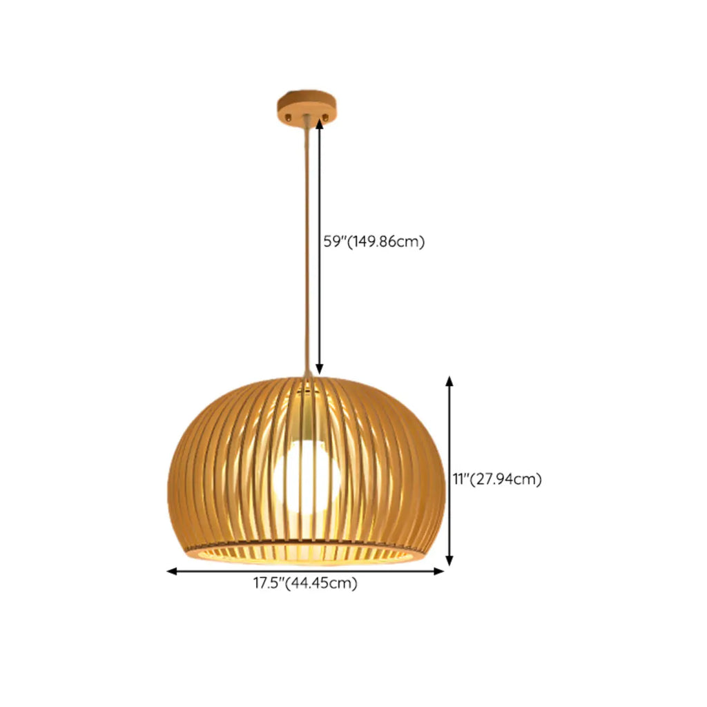 Oriental Adjustable Wood Pendant Light for Kitchen Dining