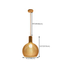 Oriental Adjustable Wood Pendant Light for Kitchen Dining