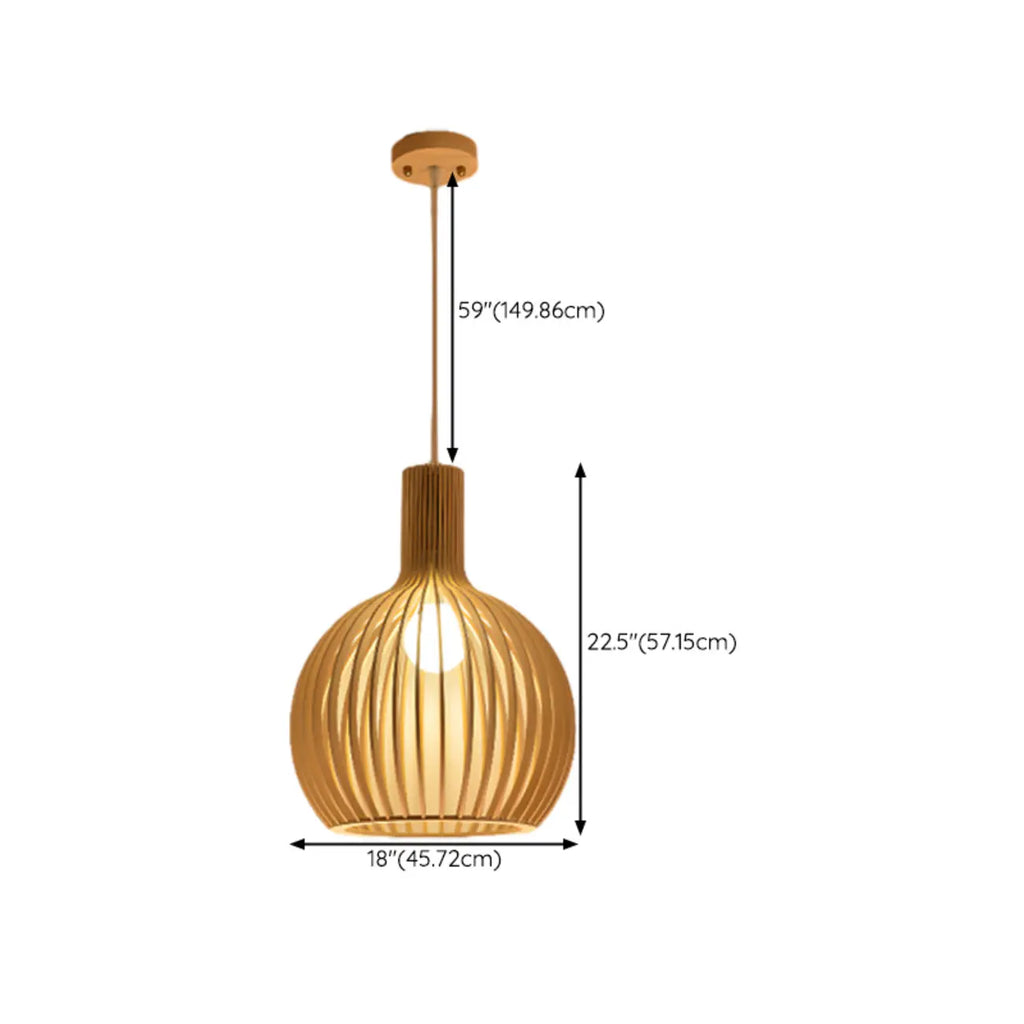 Oriental Adjustable Wood Pendant Light for Kitchen Dining