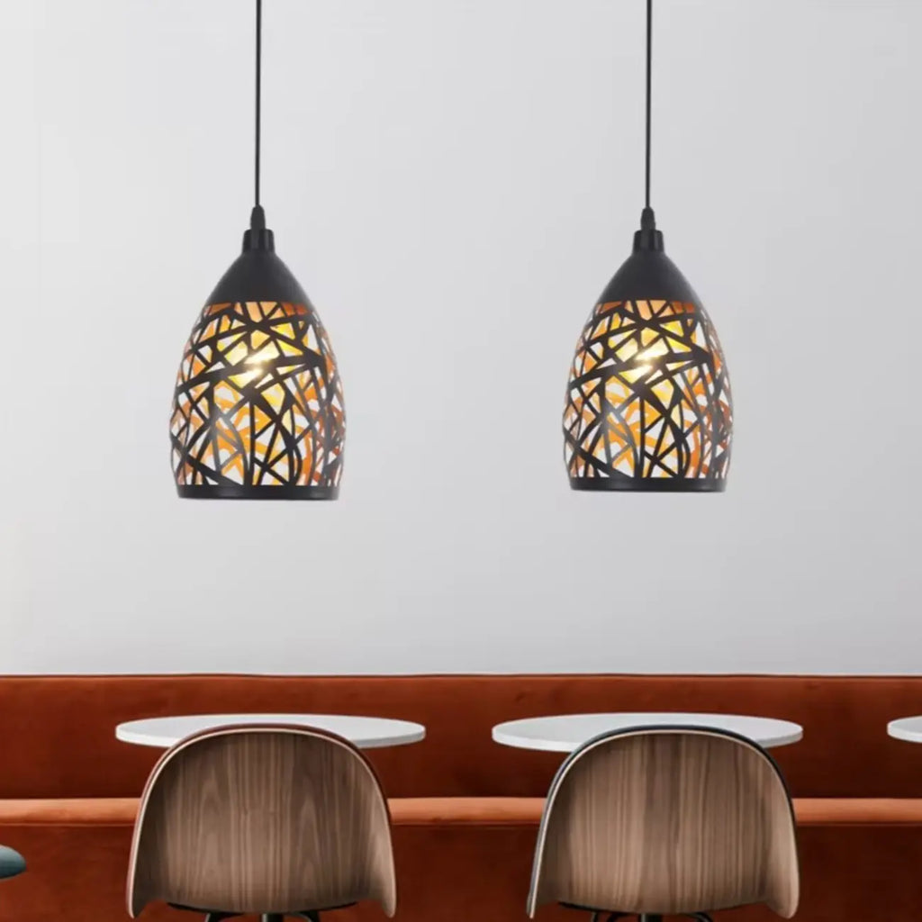 Industrial Black Metal Cone Pendant Light Adjustable for Dining