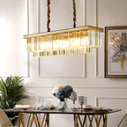 Modern Rectangle Adjustable Crystal Island Pendant Light for Kitchen