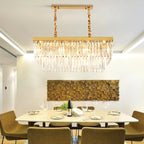 Modern Rectangle Adjustable Crystal Island Pendant Light for Kitchen