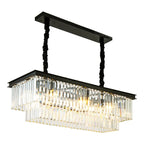 Modern Rectangle Adjustable Crystal Island Pendant Light for Kitchen