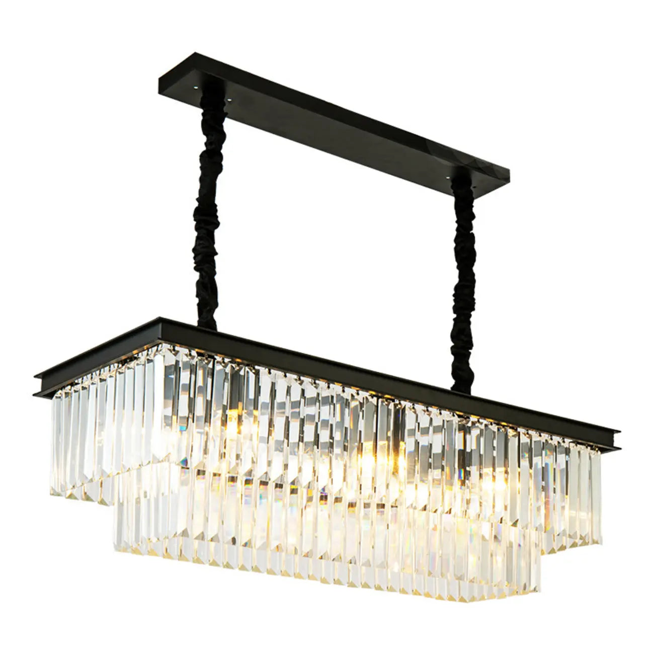Modern Rectangle Adjustable Crystal Island Pendant Light for Kitchen