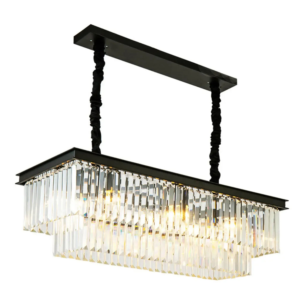 Modern Rectangle Adjustable Crystal Island Pendant Light for Kitchen