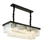 Modern Rectangle Adjustable Crystal Island Pendant Light for Kitchen