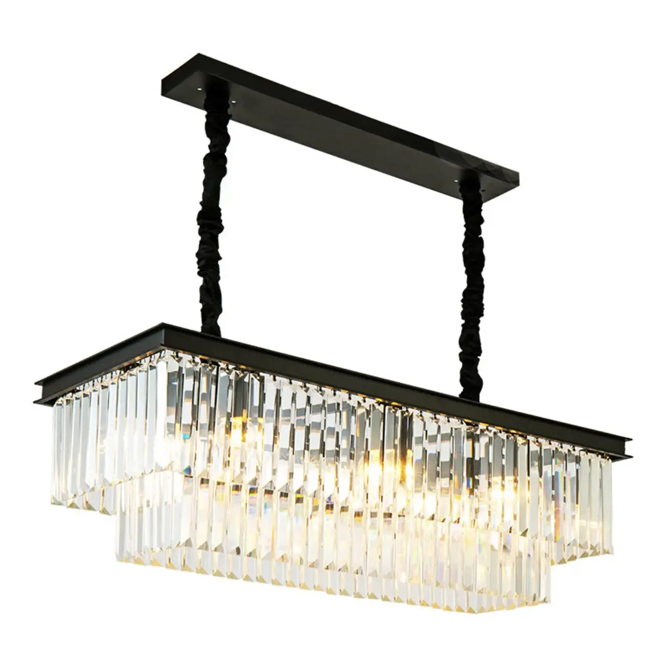 Modern Rectangle Adjustable Crystal Island Pendant Light for Kitchen