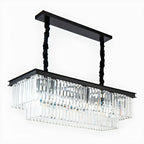 Modern Rectangle Adjustable Crystal Island Pendant Light for Kitchen