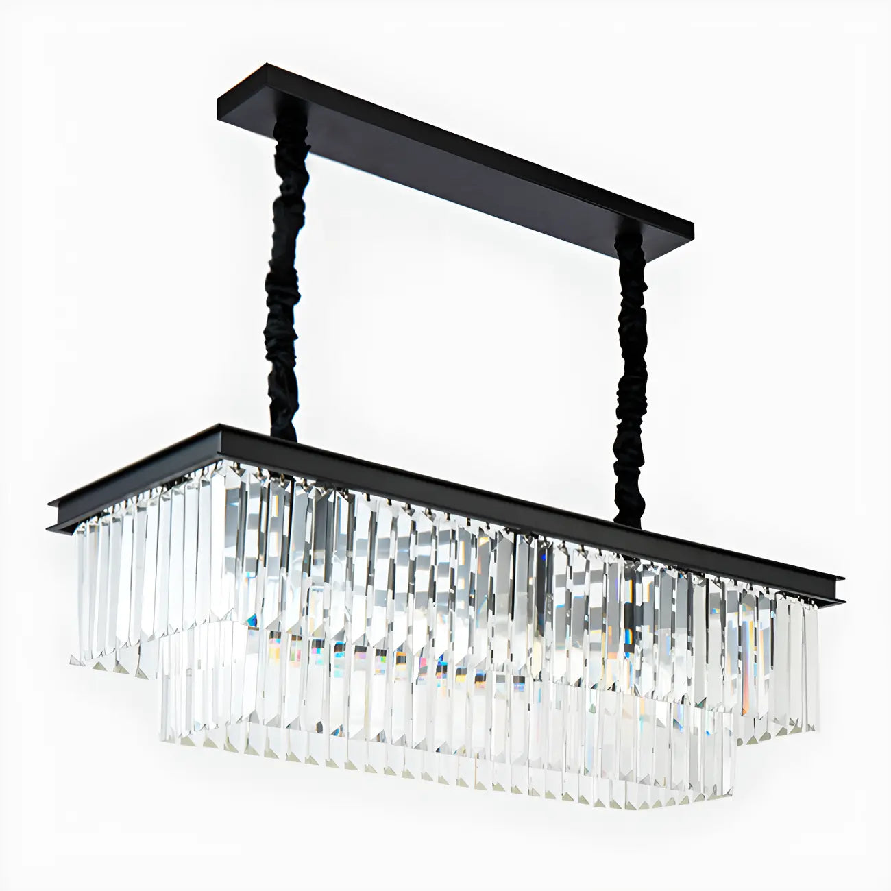 Modern Rectangle Adjustable Crystal Island Pendant Light for Kitchen