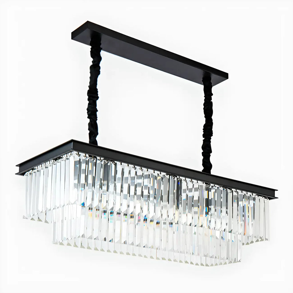 Modern Rectangle Adjustable Crystal Island Pendant Light for Kitchen