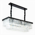Modern Rectangle Adjustable Crystal Island Pendant Light for Kitchen