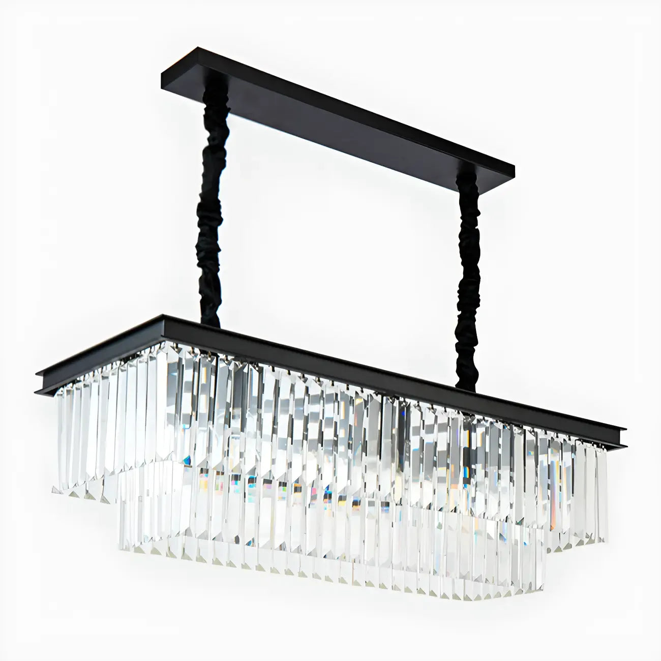 Modern Rectangle Adjustable Crystal Island Pendant Light for Kitchen