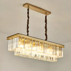 Modern Rectangle Adjustable Crystal Island Pendant Light for Kitchen